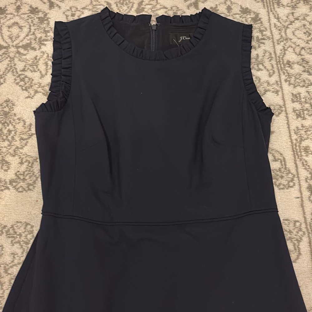 NWT J. Crew navy blue Ruffle Trim Dress